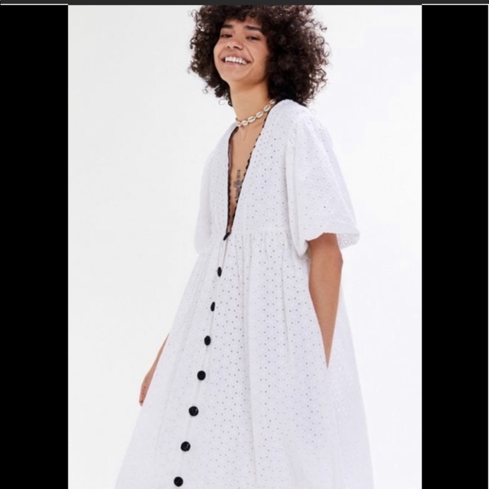 UO Cotton Eyelet Midi Dress